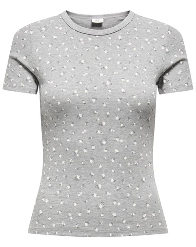 JDY - JDYLucky O-Neck T-Shirt - Light Grey Melange